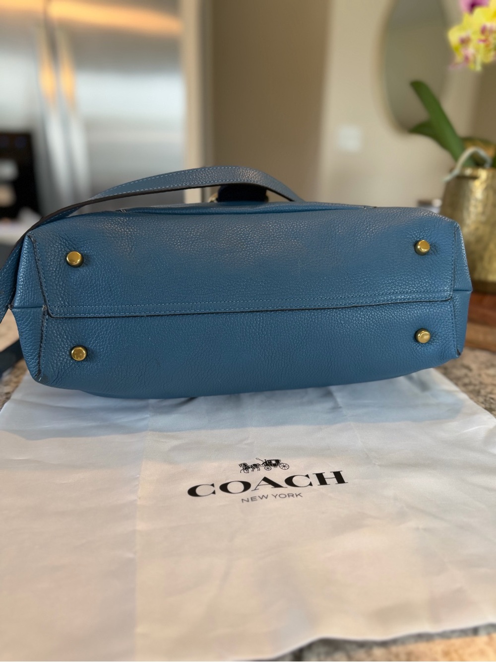 Coach Tabby Hobo Bag - Lake Blue Polished Pebbled Leather (Style 78207) EUC - Picture 5 of 14